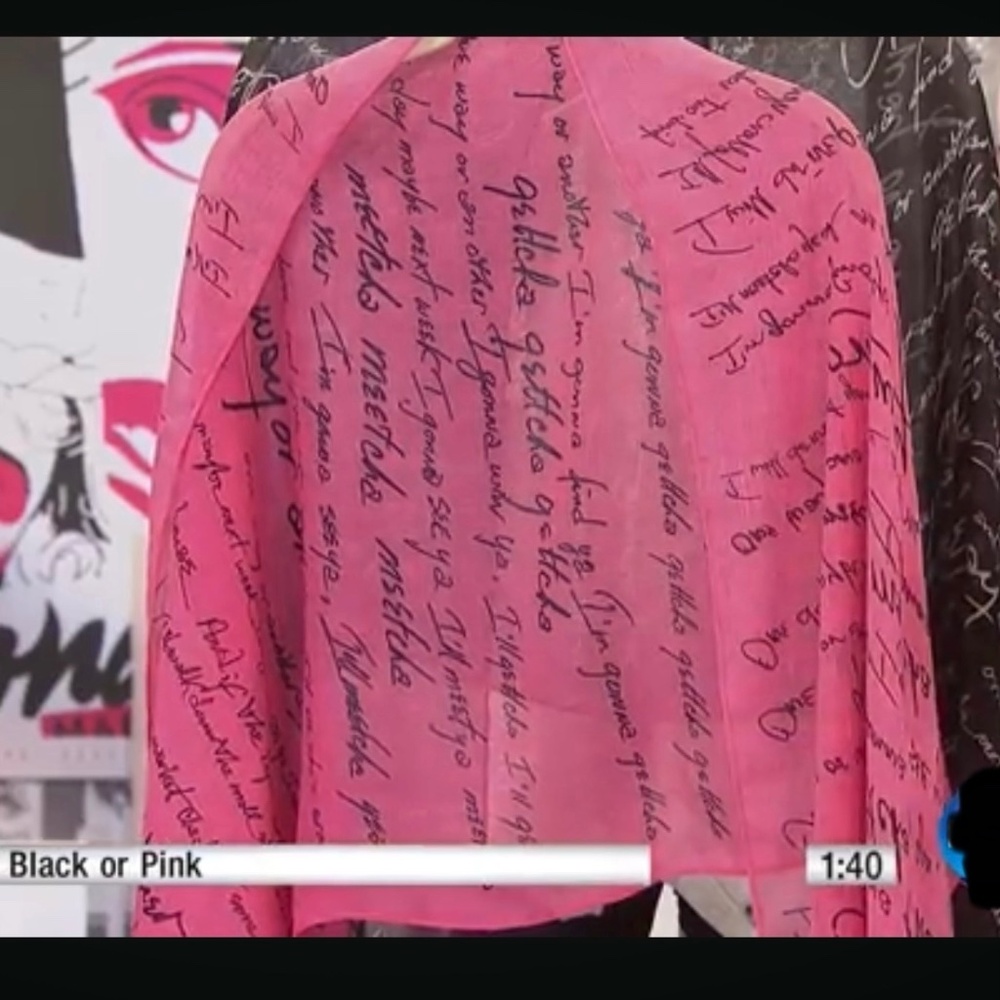 Limited Edition Lyric Culture Blondie Scarf w/One Way or Another Lyrics. Pink